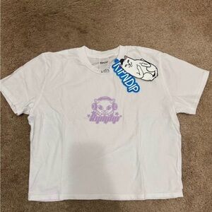 White RipNDip T-Shirt with Purple Graphic